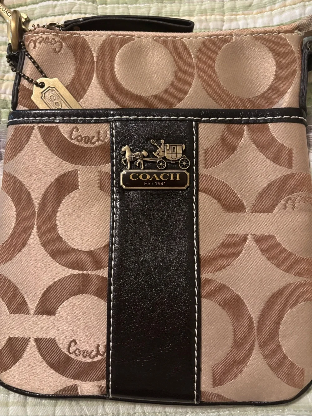 Coach brown and khaki Optic C signature swingpack crossbody